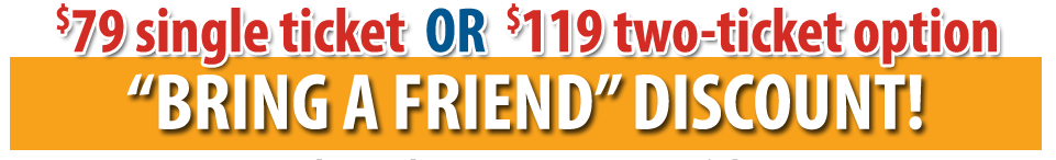 Why not bring a friend and enjoy a 25% discount on both tickets? 